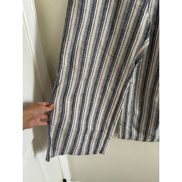 Abercrombie & Fitch Pants Women's 00 Wide leg Crop High Rise Blue Striped Linen - Picture 5 of 9